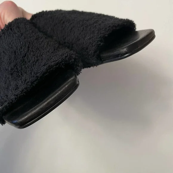 NWOB MIISTA London Wendy Black Towel Mule Sandals Size 37 Shoes Square Toe - Picture 11 of 11